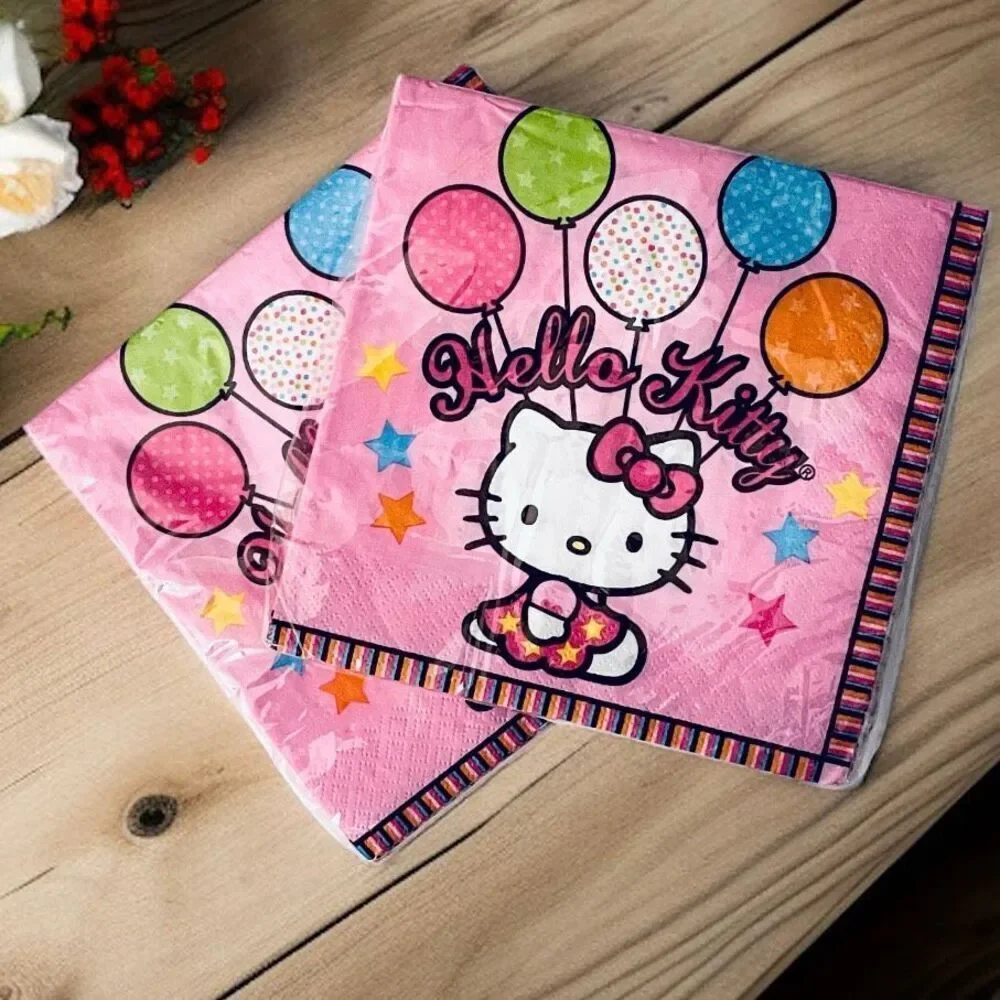 NWT Sanrio 32 Pink HELLO KITTY Balloons 16 Pack(x2) 2 Ply Birthday Paper Napkins
